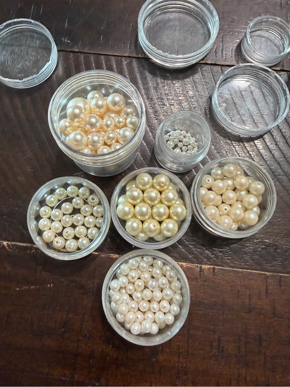 Assorted Pearl Type Beads Set - Cream and Champagne